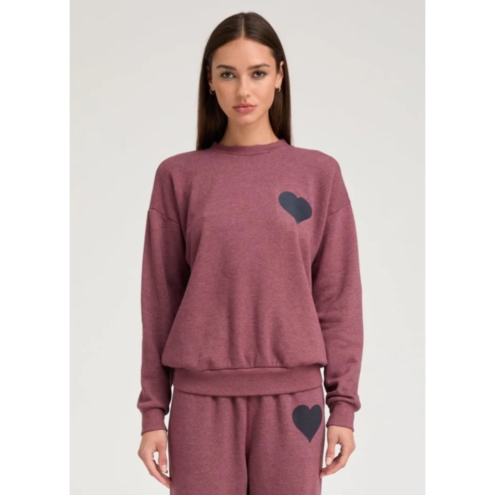 SPRWMN Heart Sweatshirt in Pinot, Size Small, NWT